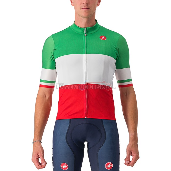 Abbigliamento Ciclismo Italia Manica Corta 2023 Verde Bianco Rosso